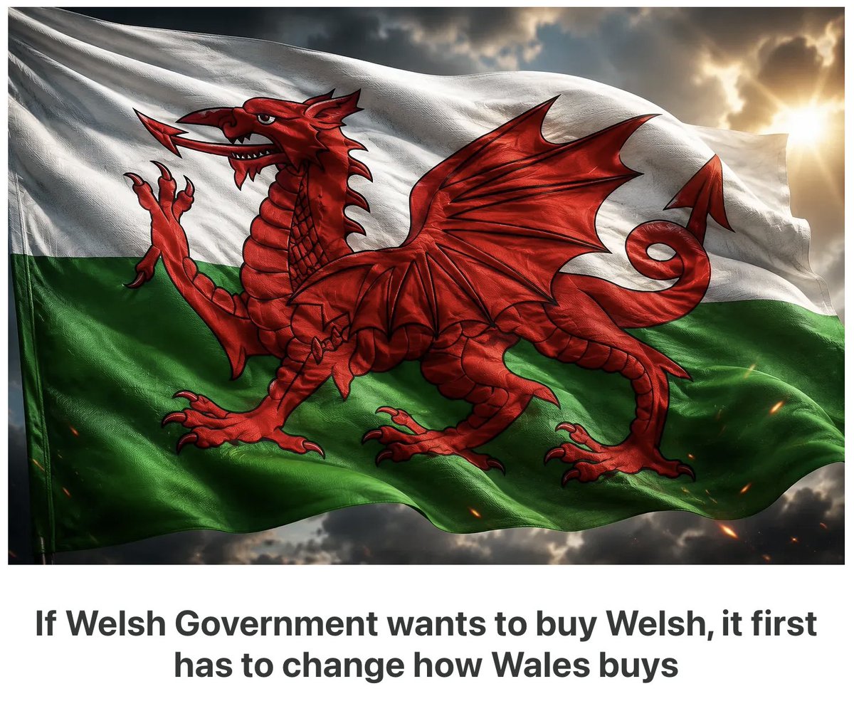 dylanjonesevans's tweet photo. How do we ensure more local firms get access to @WelshGovernment contracts?

For more than twenty years, I have argued that one of the most underused economic levers available to Welsh Government is not another grant scheme, another strategy, or another publicly funded initiative, but the way in which Wales buys goods and services.

Every year, Welsh public bodies spend more than £8 billion through procurement and yet, for all the talk over the years about supporting local businesses, too much of that spending still fails to build the Welsh firms, supply chains and jobs that we need.

That is why I was particularly interested in @Plaid_Cymru's manifesto commitment to increase the share of Welsh public procurement going to Wales-based suppliers from 55% to at least 70%. If delivered properly, this could be one of the most significant economic interventions of the next Welsh Government, but as I argue in my latest Substack newsletter "What Wales Could Do Next", the real issue is delivery.

If Wales is serious about using procurement as an economic development tool, then we need to know where public money is currently going, which firms are winning contracts, where Welsh SMEs are being excluded, and whether large frameworks are helping efficiency at the expense of local economic impact.

We also need to simplify tendering, improve prompt payment, make social value measurable, use data and AI to identify gaps in Welsh supply chains, and consider whether Wales needs its own public interest procurement marketplace to make it easier for public bodies to find Welsh suppliers.

I also look at the claim that this policy could create upwards of 35,000 jobs, and whilst the ambition is welcome, the figure needs to be tested. A more cautious estimate may be closer to 15,000 to 20,000 jobs, which would still be a major achievement if the policy is implemented properly.

The broader point is that Wales does not lack ambition but discipline in execution, and if the new Welsh Government wants to be judged differently, then procurement should be one of its first major delivery tests. 

Public procurement should not be about paying a little more to be local or protecting firms from competition. It should be about using the state's purchasing power intelligently to build more competitive Welsh businesses, stronger local supply chains, and better jobs across Wales.

https://t.co/XMaMqyaFGa