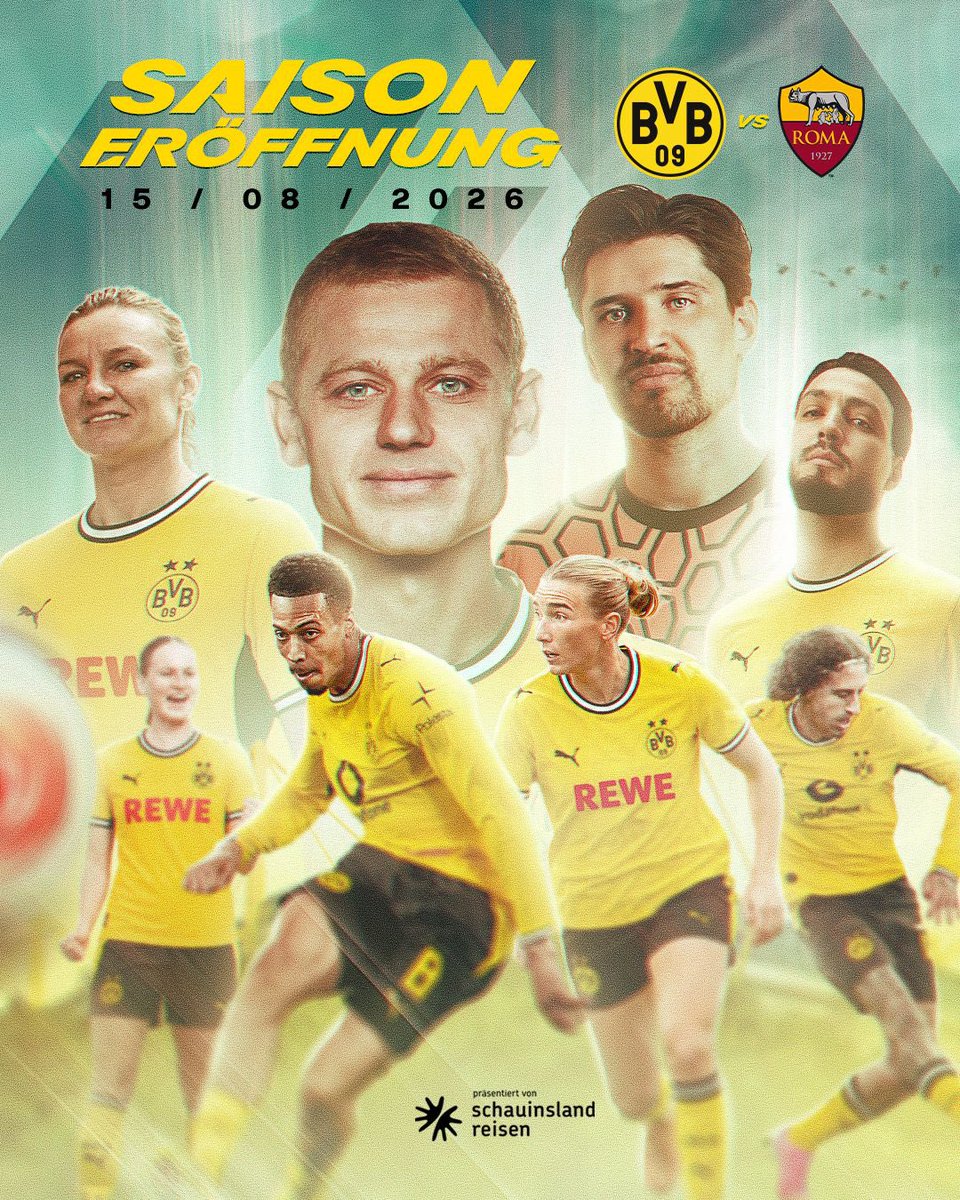 BVB_Fanb's tweet photo. 🎫 Freier Ticketvorverkauf für die Saisoneröffnung gegen AS Rom

Bei der Saisoneröffnung am 15. August treffen die Profis auf die AS Rom. Zuvor spielen unsere Frauen im Stadion Rote Erde gegen das Frauenteam der Italienerinnen.

Alle Infos zum Vorverkauf👇
https://t.co/jwQ7p4iXpz https://t.co/3dncBXrIWC