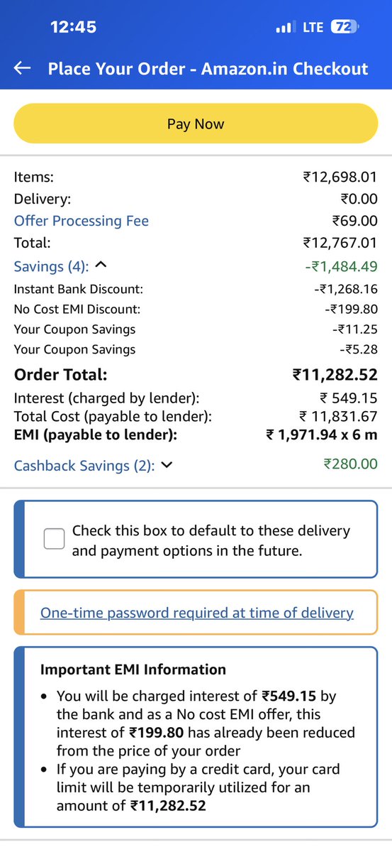Melvvyy's tweet photo. @amazonIN I have bought some items with No Cost EMI,My bank charge me 549.15 interest for the period But Amazon give me only 199.80 discount for the No Cost EMI,why are you fooling customers with this No Cost EMI? https://t.co/bhDlhy8hzA
