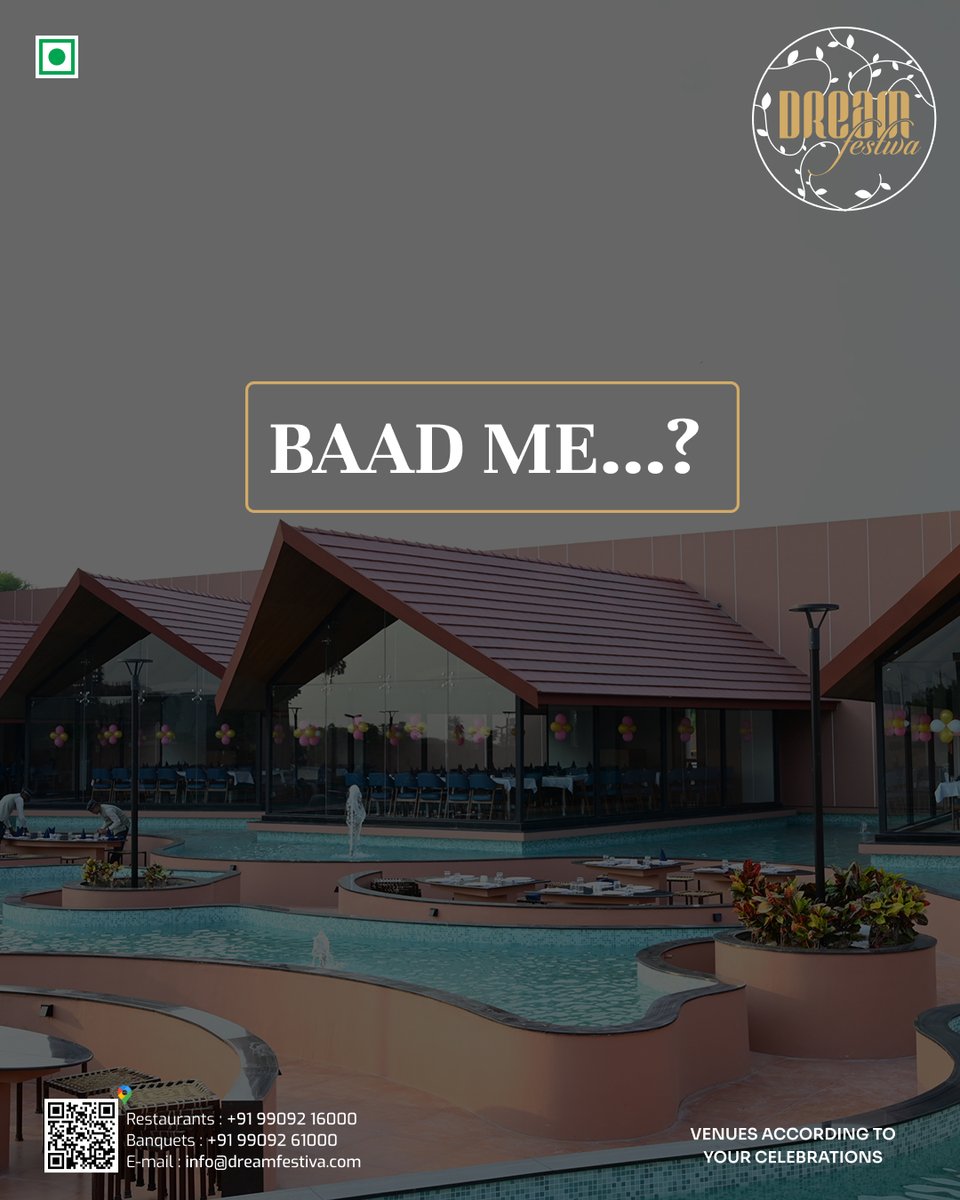 DreamFestiva's tweet photo. To “Baad me” Kiyu ?
Aaj Plan Karo . Aaj Experience Karo.
-----
Best Banquet Hall In Palanpur
Get in touch
Address: Gaurav Path Road, Bhesan, Palanpur, Gujarat 395005
Call: +91 99092 16000 | +91 99092 61000
Website: https://t.co/tydO2YgHIr
Email: info@dreamfestiva.com
----- https://t.co/doKe6c99j1