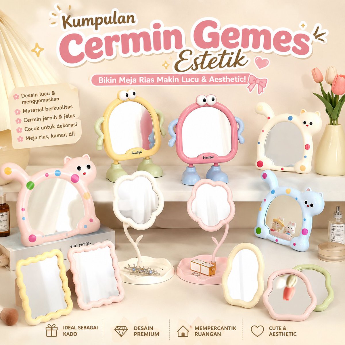 menjwalani's tweet photo. Kumpulan cermin gemes estetik yang bikin meja rias makin cantik.
Yg suka dekor meja rias wajib liat ini

— A Thread https://t.co/LrvhypEpNm