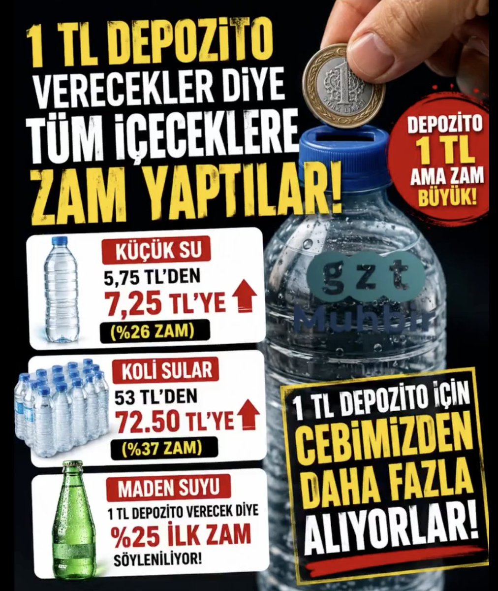 ozturk_mustafa's tweet photo. Depozito iade bedeli, içeceği satın alırken ödediğiniz iade bedelini kullandıktan (içtikten) sonra depozito iade makinasından geri almaktır.

Ancak bunlar depozito iade bedelini bahane edip katlanarak zam yapıyorlar. https://t.co/v0v1Zz3Mbl