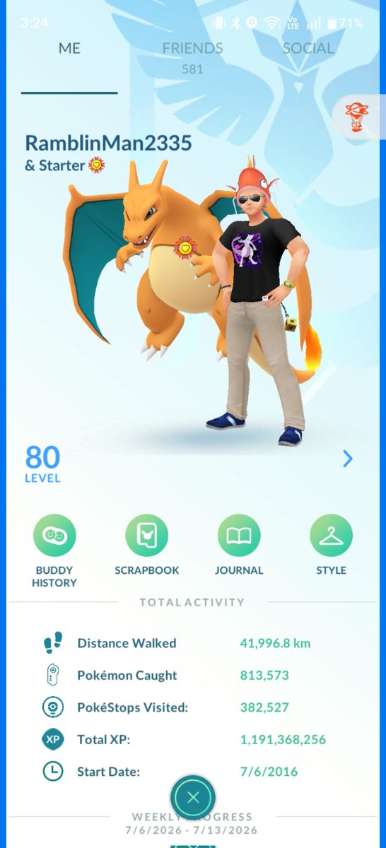 RamblinMan2335's tweet photo. 7/6/26
Celebrating 10 years playing Pokemon Go today..... Crazy it's been that long. Of course I kept my starter from that day too, here's to many more years! Happy 10th Anniversary #PokemonGo !!

I have plenty of room to add players for raiding this week! 
602951050277 https://t.co/6HZVOxyLk3
