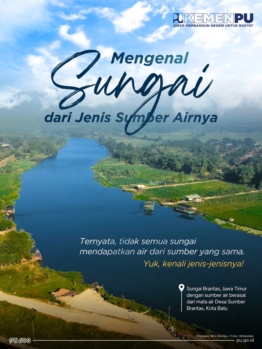 KemenPU's tweet photo. #SahabatPU, pernah kepikiran air sungai berasal dari mana?

Ternyata, tidak semua sungai mendapatkan pasokan air dari sumber yang sama, lho! Ada yang berasal dari hujan, lelehan gletser, hingga kombinasi keduanya.

Yuk Sahabat, kenali jenis-jenis sungai berdasarkan sumber airnya lewat postingan berikut!

#SigapMembangunNegeriUntukRakyat
#PU608
