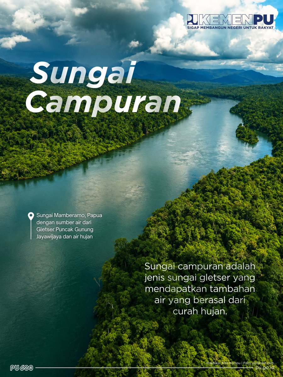 KemenPU's tweet photo. #SahabatPU, pernah kepikiran air sungai berasal dari mana?

Ternyata, tidak semua sungai mendapatkan pasokan air dari sumber yang sama, lho! Ada yang berasal dari hujan, lelehan gletser, hingga kombinasi keduanya.

Yuk Sahabat, kenali jenis-jenis sungai berdasarkan sumber airnya lewat postingan berikut!

#SigapMembangunNegeriUntukRakyat
#PU608
