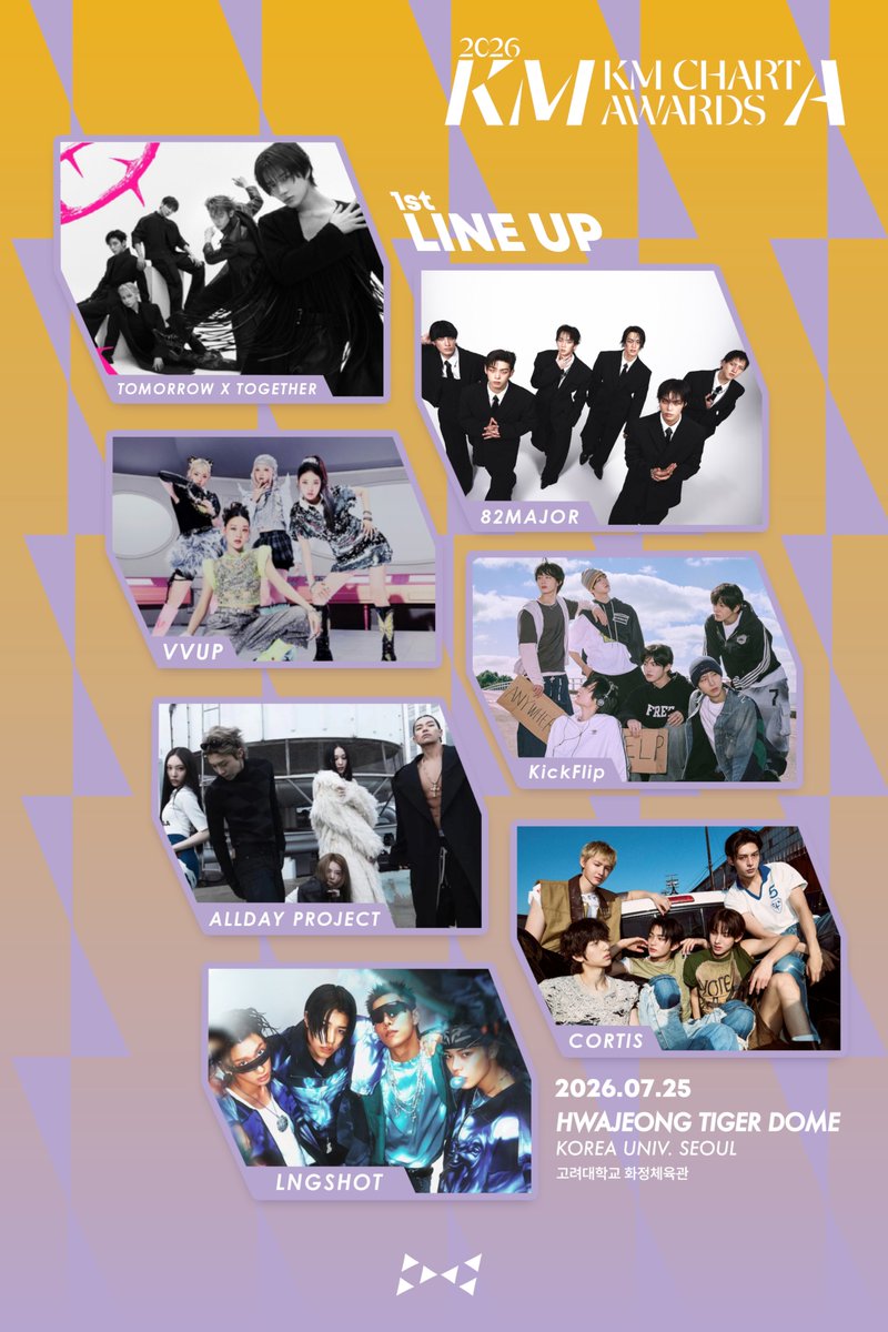 celetrip's tweet photo. 투바투, 킥플립, 올데이프로젝트, 코르티스,롱샷, 제로베이스원, 알파드라이브원, 하츠투하츠 등

🎟️2026 KMA 티켓 판매 중
지금 바로 구매 가능합니다!

🗓️ 2026년 7월 25일(토)
📍 고려대학교 화정체육관
