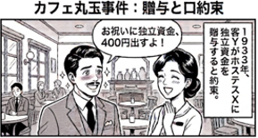 tomokpcw6's tweet photo. 【4コママンガで判例解説！】
口説き文句の口約束には要注意！？
民法の重要判例「カフェ丸玉事件」をマンガで解説します。 https://t.co/xPEl7L9TrX