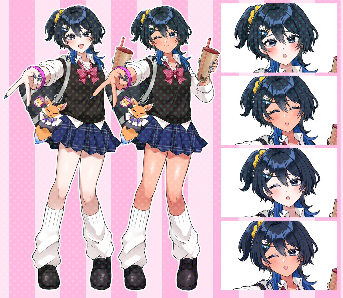 黒糖たぴおんさんのギャルみ立ち絵描かせていただきました！ 白＆黒