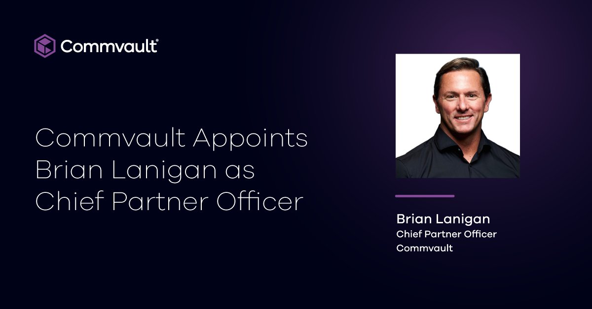 Commvault's tweet photo. We're excited to welcome Brian Lanigan to Commvault as Chief Partner Officer.

Brian will lead the Global Partner Organization, driving our worldwide partner strategy and expanding our ecosystem of strategic partners across the industry!

Read more here: https://t.co/6cfvwTHRJ2 https://t.co/BTQu4kd6E4