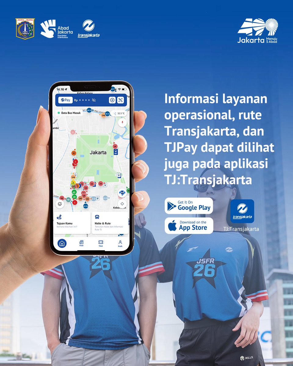 PT_Transjakarta's tweet photo. Sahabat TiJe, pada 12 Juli 2026 akan dilakukan modifikasi layanan Transjakarta terkait rekayasa lalu lintas untuk Jakarta Sky Fun Run 2026.

Simak info selengkapnya pada gambar di bawah ini. Jangan lupa unduh aplikasi TJ:Transjakarta untuk memudahkan perjalananmu bersama layanan Transjakarta. 

Ayo naik Transjakarta!