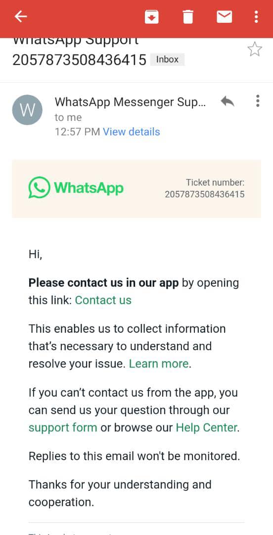 Taiwopeter01's tweet photo. @WhatsApp @Meta @WhatsAppBusiness 

Day 4 of no human response. Ticket: 1335975171976095

My business number +2349063478434 is stuck on "Technical Error" so I CAN'T open the app. 
Your bot just told me to "contact us in the app" and said "replies to this email won't be monitored https://t.co/btBCm5k0ry