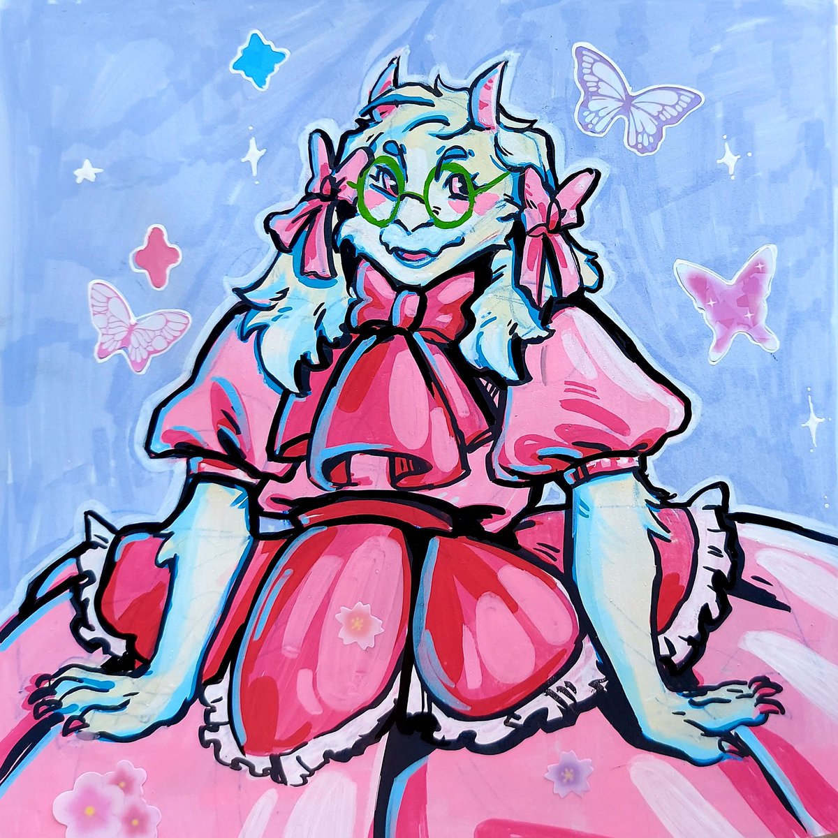 AlisNoir's tweet photo. Ralsei with acrylic markers https://t.co/lttvMXUMlK