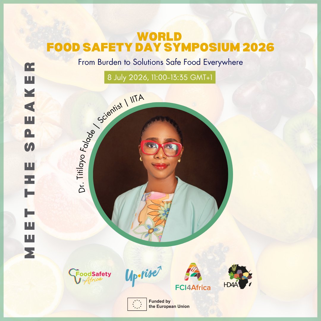 FCI4Africa's tweet photo. 📢Meet the FCI4Africa speakers joining the #WorldFoodSafetyDay Symposium 2026!
On 8 July, #FCI4Africa will contribute to the virtual discussion “From Burden to Solutions”, bringing forward perspectives on safer, and more resilient food systems.
🕛11:00-13:35 GMT+1
#HorizonEU https://t.co/0gCeKNjAK4