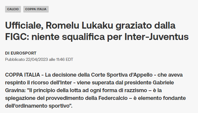 Fabio_Wallys's tweet photo. Mentre Malago' parla di "precedente pericolosissimo" su #Balogun, dimostra di non ricordarsi cosa aveva fatto il suo predecessore, #Gravina.
Ricordiamo che:
1) #Lukaku allora all'Inter venne graziato da Gravina.
2) per Lukaku la pena non venne neanche sospesa come nel caso di #Balogun, ma cancellata totalmente.