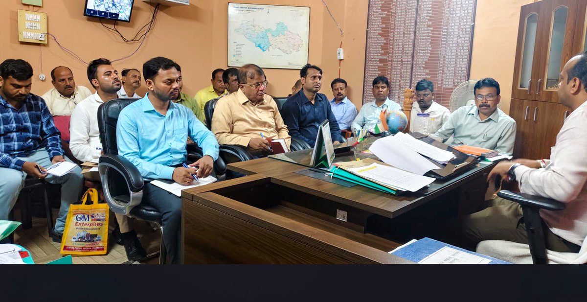 ero_09_JAMTARA's tweet photo. In view of the slow progress regarding the distribution and digitization of enumeration forms (SIR2026) in the Jamtara Block under the 09-Jamtara AC, a review meeting at 10:30 am was convened today, in the Subdivision office jamtara with the AERO Jamtara, Additional AERO & BLO Supervisors. During the meeting, the performance of supervisors for polling station that doesn't meet expected progress targets was reviewed, and the following directives were issued:
- Conduct a daily review of all BLOs 
    after field work concludes at 05:00 
    pm and verify the actual distribution 
    data by cross-verifying it with the 
    BLO App.
- Thoroughly verify the details entered 
   in the enumeration forms collected 
   by BLOs and maintain a record of the 
   verified forms.
- Plan the next day's activities a day in 
   advance and ensure their proper 
   execution.
- Take appropriate action after 
   verifying other aspects related to the 
   enumeration phase, such as ASDD 
   marking and data concerning 
   untrained BLOs etc.
- Additional AERO for polling stations 
   within the ULB were instructed to 
   personally review the progress of 
   each P.S with BLO supervisors and
   also verify by visiting them.
#JharkhandSIR @Deo_Jamtara
@ceojharkhand