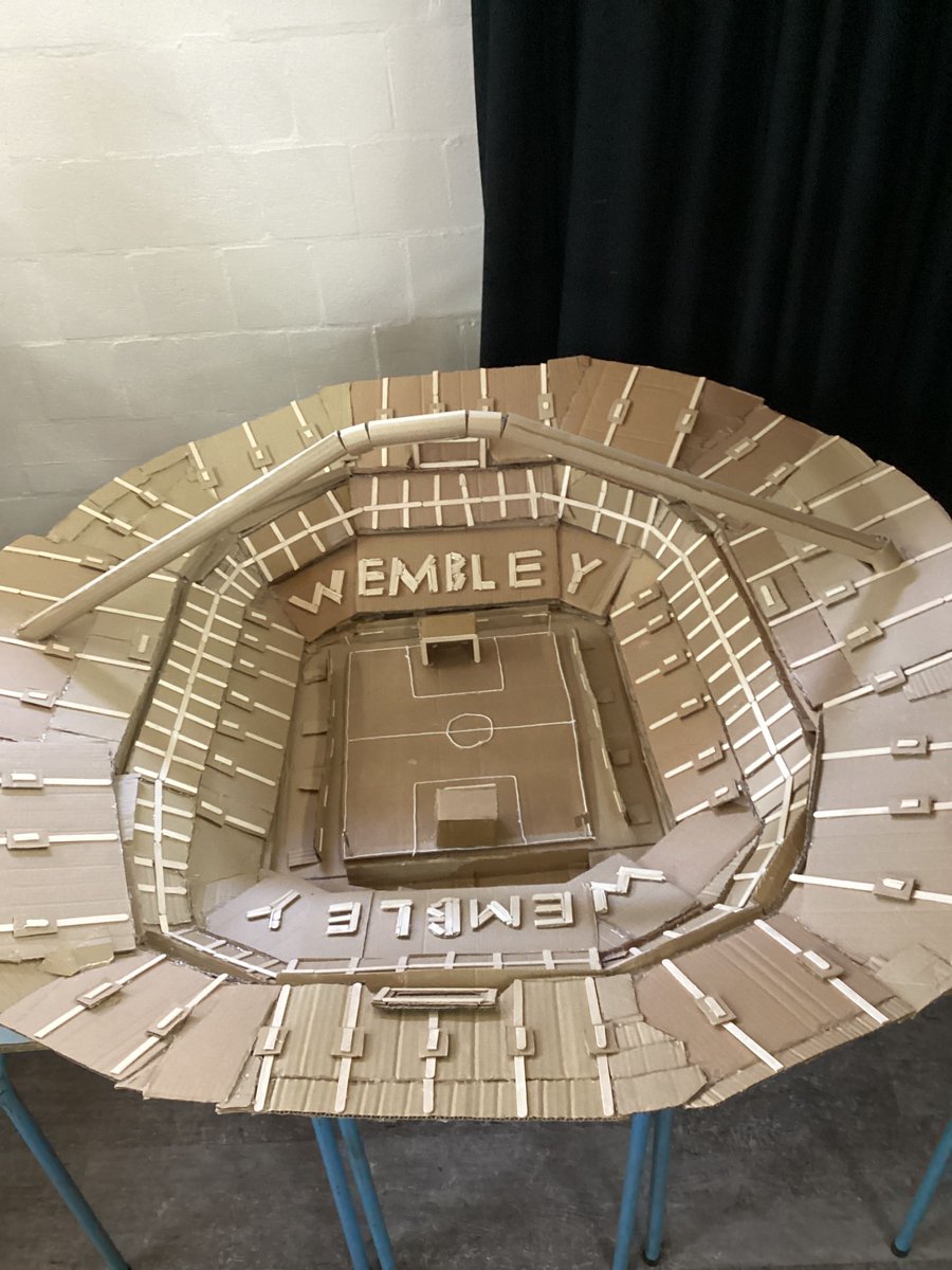 RegencyHigh's tweet photo. 🎶 *"Que sera, sera.. We're going to Wembley!"* 🎶

After England's win yesterday, one of our talented students was inspired to build Wembley entirely from recycled materials! ♻️🏟️⚽

Hey @WembleyStadium &amp; @England, What do you think! ❤️🤍

#ThreeLions #SEND #CreativeLearning https://t.co/ajKRd21gOc
