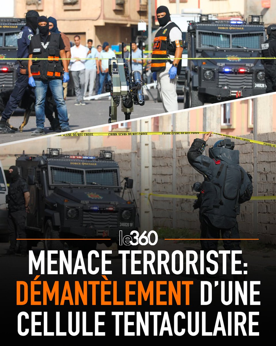 Le360fr's tweet photo. 🔴🇲🇦 FLASH — Dans une opération de grande envergure menée simultanément dans plusieurs villes du Royaume, la DGST a réussi à démanteler une cellule terroriste sophistiquée prête à passer à l’action. Dix individus ont été arrêtés. 

Ce réseau, en lien direct avec l’organisation État islamique dans le Sahel, projetait des attentats dévastateurs visant des cibles sensibles.

→ https://t.co/NOrZVvkqI4
