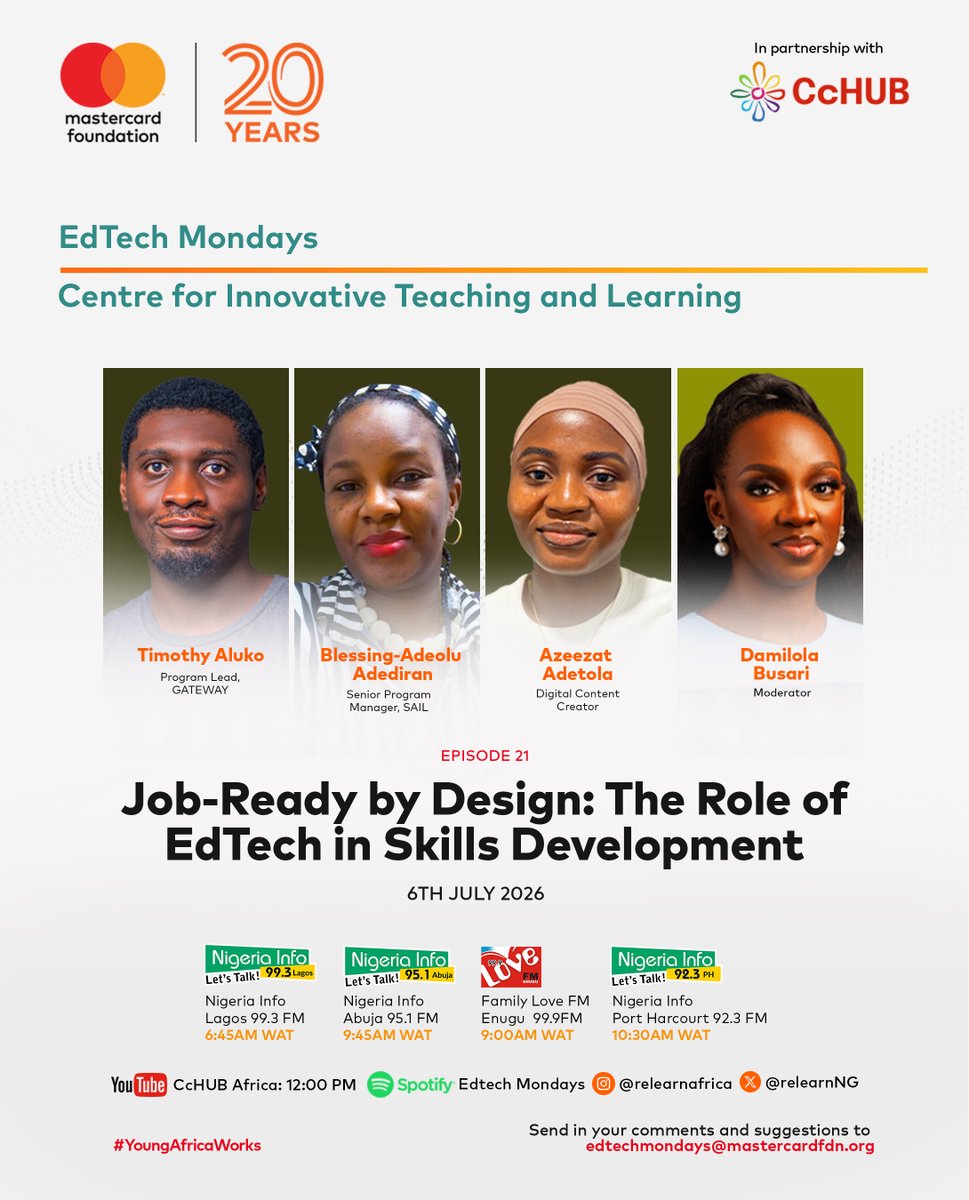 relearnNG's tweet photo. 600,000 graduates a year, but employers still say they can't find people who can do the job. So what does "job-ready" actually mean in 2026?

ETM Ep 21 is out: https://t.co/Crj9irXkDK

🎧 Spotify (ETM Nigeria): https://t.co/ABa0RUjokF https://t.co/kdhXJDuaFj
