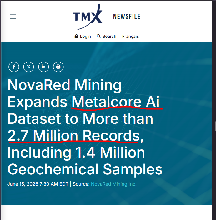 knpqb68745141's tweet photo. H2 METALS LOOK SIMPLE TO ME:

Gold=real yields.

Silver=deficit plus investor flows.

Copper=infrastructure demand plus supply pressure.

That is why copper is the metal I care about most here.

The article says copper remains one of the strongest long-term themes because electrification, renewable energy, data centers and AI infrastructure should keep demand growing over the coming decade.

That connects directly to my $NRED thesis.

NovaRed is early-stage copper-gold exposure through Wilmac in British Columbia, with 16,078 hectares and a location roughly 10 km from Copper Mountain.

MetalCore AI gives the company a technology layer through historical data, target ranking and mineral records.

When metals become selective, the weak stories fade and the strongest themes stand out.

Copper stands out.

That is why $NREDF stays on my radar.

Accuracy is not guaranteed.

$OUST $CLNN $PN $FLYYQ