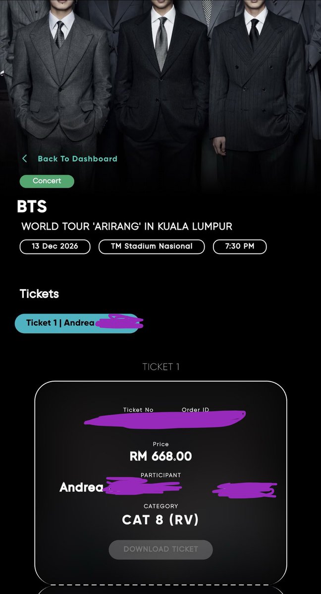 an_ddaengg's tweet photo. wts lfb ic #BTSinKL

BTS Arirang in Kuala Lumpur

• 1 tix - Day 2 (Dec 13)
• CAT 8 - 101
• RFS: will only attend Day 1 as I need to be back in PH before Dec 14 for my mom's bday
• can give personal acct and golive acct
• dm for more details

#pasarbts #MyARMYjual https://t.co/uqXtNLqsYY