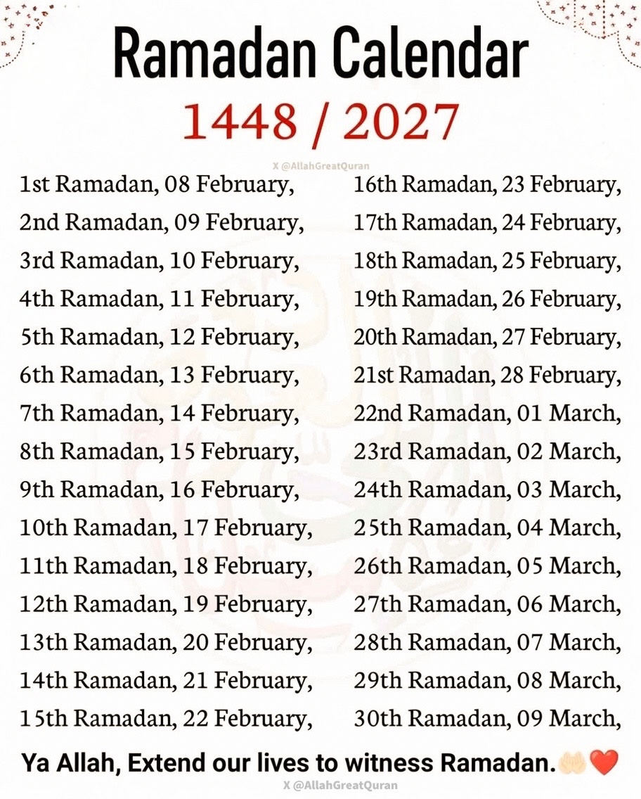 AllahGreatQuran's tweet photo. Ramadan Calendar. 📅 
Keep it in your timeline 🌙 https://t.co/dDqjCvLuLD