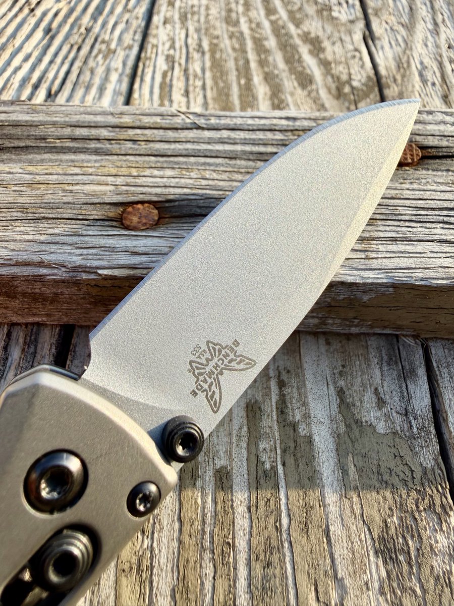 freegwe's tweet photo. Carry of the day 7/6/26. The USA made Benchmade Mini Bugout. This one is in S30V with Crushed Silver Cerakote. Titanium handle Scales. All Ti hardware. Small but Mighty. Happy Monday all! https://t.co/hwCV1qH2vR