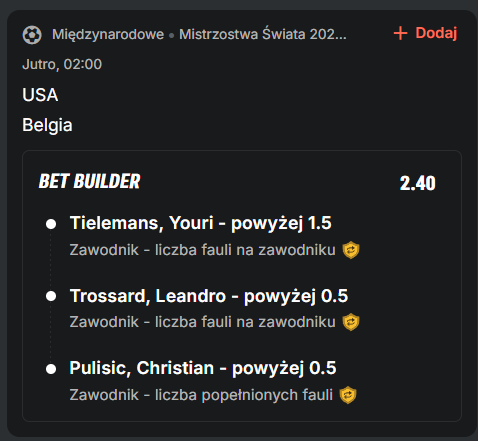 jasiu1o's tweet photo. 🇺🇸 USA - 🇧🇪 Belgia | BB na faule @ 2.40 

🇧🇪 Tielemans - ostatnie mecze: 2, 3, 2, 2, 2
🇧🇪 Trossard - ostatnie mecze: 3, 1, 1, 2, 1
🇺🇸 Pulišić - ostatnie mecze: 0, 1, 2, 2, 2

Link do kuponu w komentarzu ⬇️⬇️⬇️ https://t.co/5jC4t4agyI