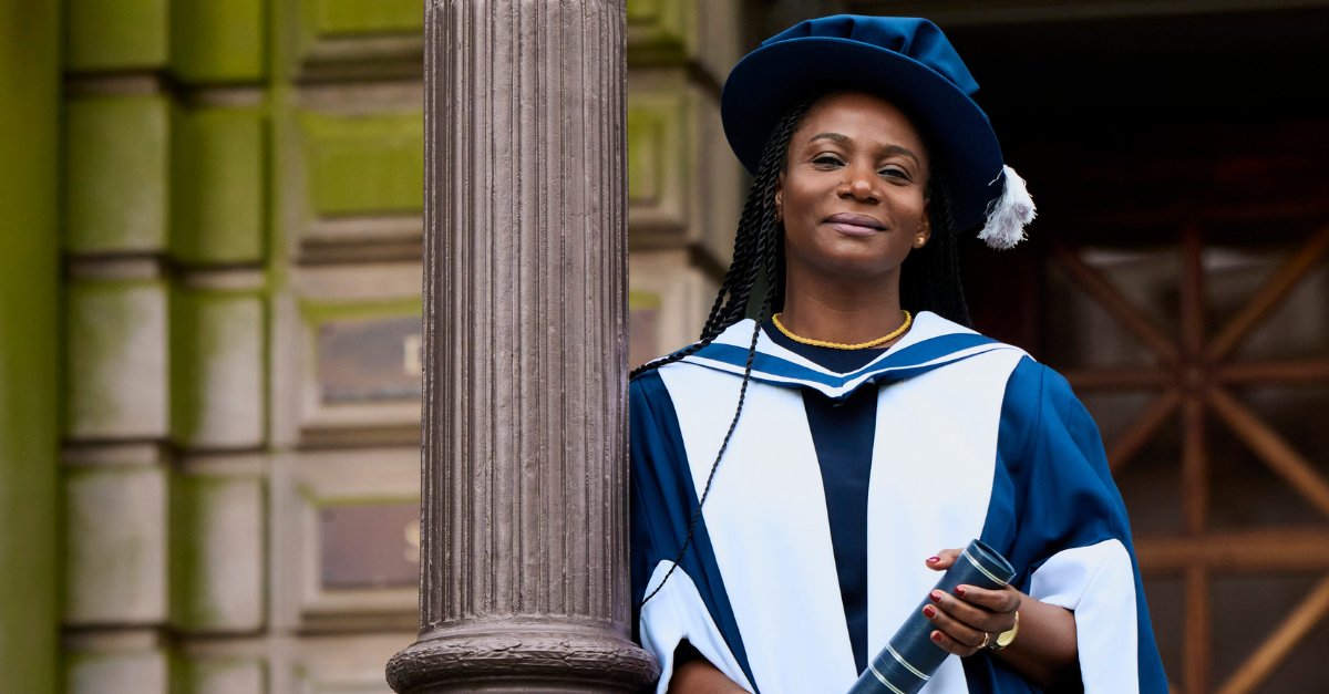 QMUniversity's tweet photo. Today, QMU awards an honorary degree to leading human rights activist Fatou Baldeh MBE, a QMU graduate whose work has helped drive the global fight against female genital mutilation (FGM). 

Read more - https://t.co/pnbmKtZ5Ke https://t.co/wtSe0z7wua