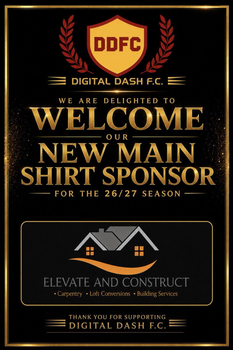 DigitalDashFC's tweet photo. Welcome to the DASH - a MASSIVE thank you to Jake and his company on becoming  our new main shirt sponsor for the upcoming season  - New kit dropping soon 🔥 https://t.co/BwbxBCU0hp