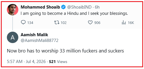 homam108's tweet photo. Three points - one light-hearted, one thoughtful & one provocative:

(1) If one stops going to a restaurant serving only upma & starts going to a restaurant serving 100 items, it doesn't mean one "has to" eat 100 items! 😃

One simply has more choice!

(2) A Hindu need NOT worship many (or even any!) Devatas.

The force that runs the universe is too subtle - way beyond human perception or even conceptualization/ideation.

But some subtle forces that enable one to connect more purposefully with that Supreme Cosmic Force, ARE accessible to human perception/interaction, i.e. various Devatas! By forming a connection with various Devatas, one leads a more purposeful life (of various types).

BTW, in Hinduism/Sanatana Dharma as taught by rishis, one may not even worship any Devata and yet imbibe the qualities represented by a Devata within oneself through effort & blessings & get closer to that Devata (and hence to the Supreme Cosmic Force via that Devata).

Mind you, Sanatana Dharma is not your average faith based religion founded by someone in deep Kali yuga - it is a collection of subtle, broad & deep knowledge resulting from the seeking of the Supreme Cosmic Force by many great sages over millennia & independently re-validated by umpteen great yogis time and again, right till our times!

(3) It's amazing that some people feel totally free to call Hindu Devatas "fuckers and suckers". 😡😟

If one retorts about the other religion using the same words, all hell will break loose! Remember what happened to poor @NupurSharmaBJP ji? She didn't even retort - she just quoted their own scripture..

This one-sided & hegemonic ridicule & oppression of Hinduism by people of a couple of other religions that persecuted Hindus in their own heartland for about a millennium (and hence feel entitled/overconfident!), MUST end. And it WILL end soon. 🙏🕉️🙏