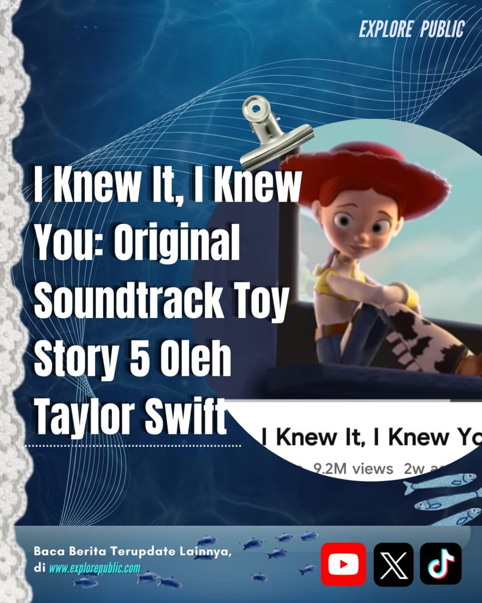 ExplorePublicc's tweet photo. Kolaborasi besar antara Taylor Swift dan film animasi Toy Story 5 lewat lagu “I Knew It, I Knew You” menghadirkan nuansa nostalgia yang kuat dan langsung menarik perhatian penggemar di seluruh dunia.

baca selengkapnya : https://t.co/oHUv6PJQqB

#TaylorSwift #ToyStory5 https://t.co/roYA7NrO2h