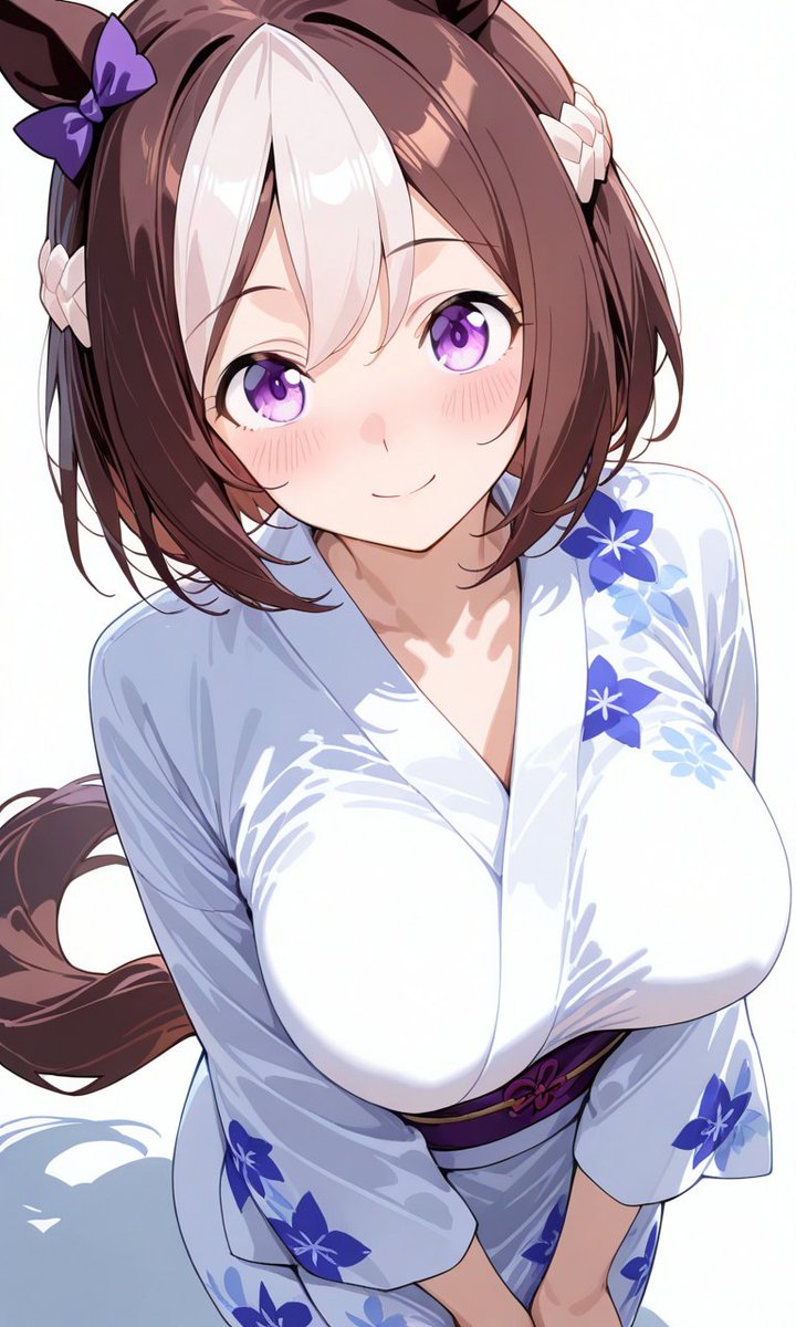 KUMA_KGP04's tweet photo. おはようございますー、今日はゆかたの日ってことでゆかたのウマ娘ちゃんです！それとポニーテールの日らしいのでスズカさんとマックちゃんはポニテにしてもらいました！ https://t.co/Hzy39qXcUA