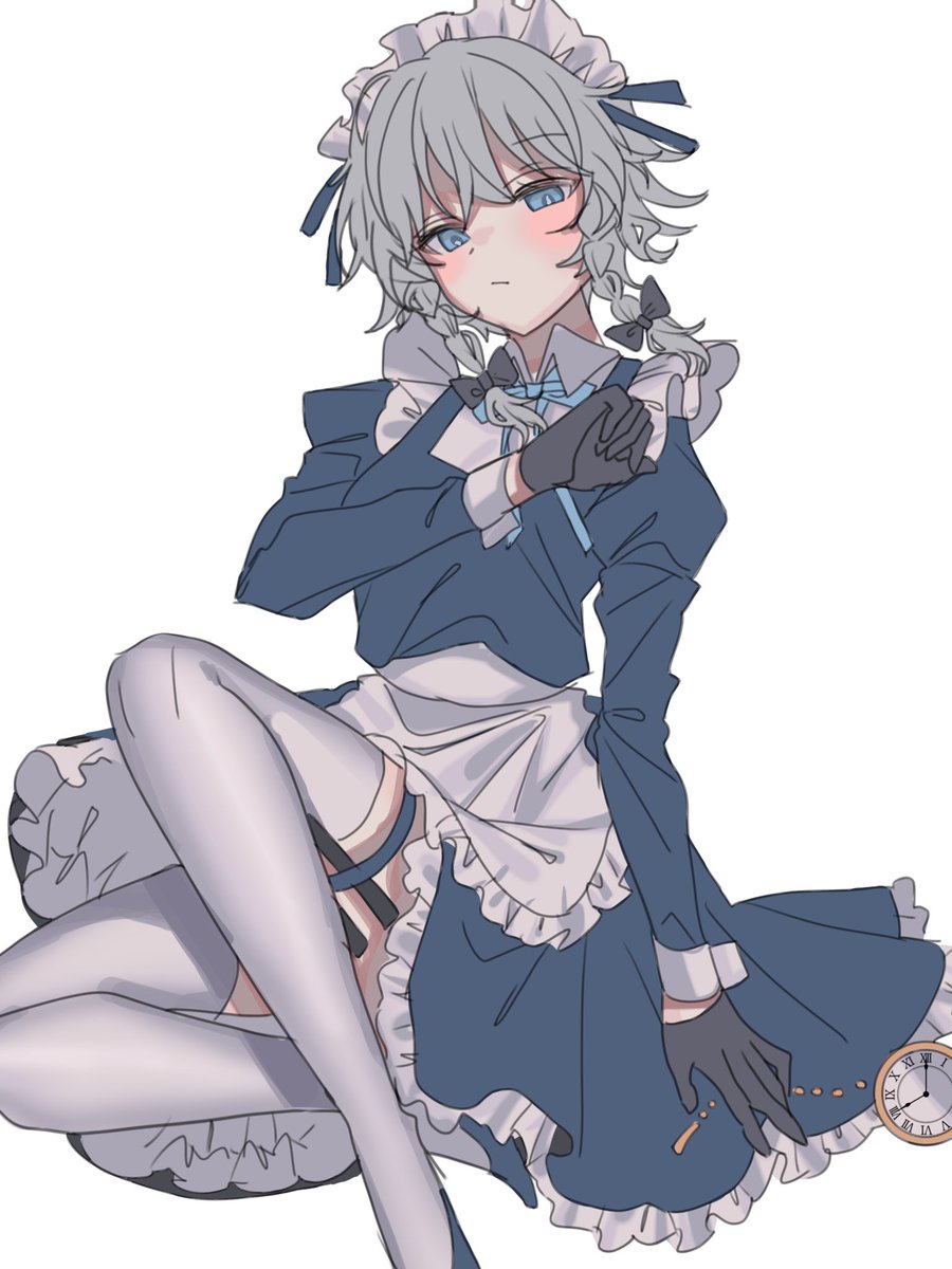 amatukimahoro's tweet photo. 白ニーハイ咲夜描いてる https://t.co/YmGNUouadr