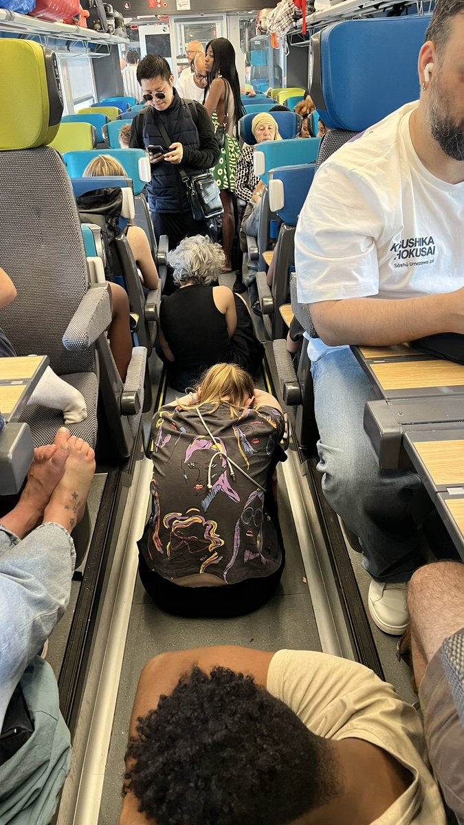 teha824's tweet photo. @SNCFVoyageurs @GroupeSNCF c’est normal ça ? des personnes âgées, des mères avec leurs enfants par terre, vraiment je vous hais https://t.co/G4f6QRe33h