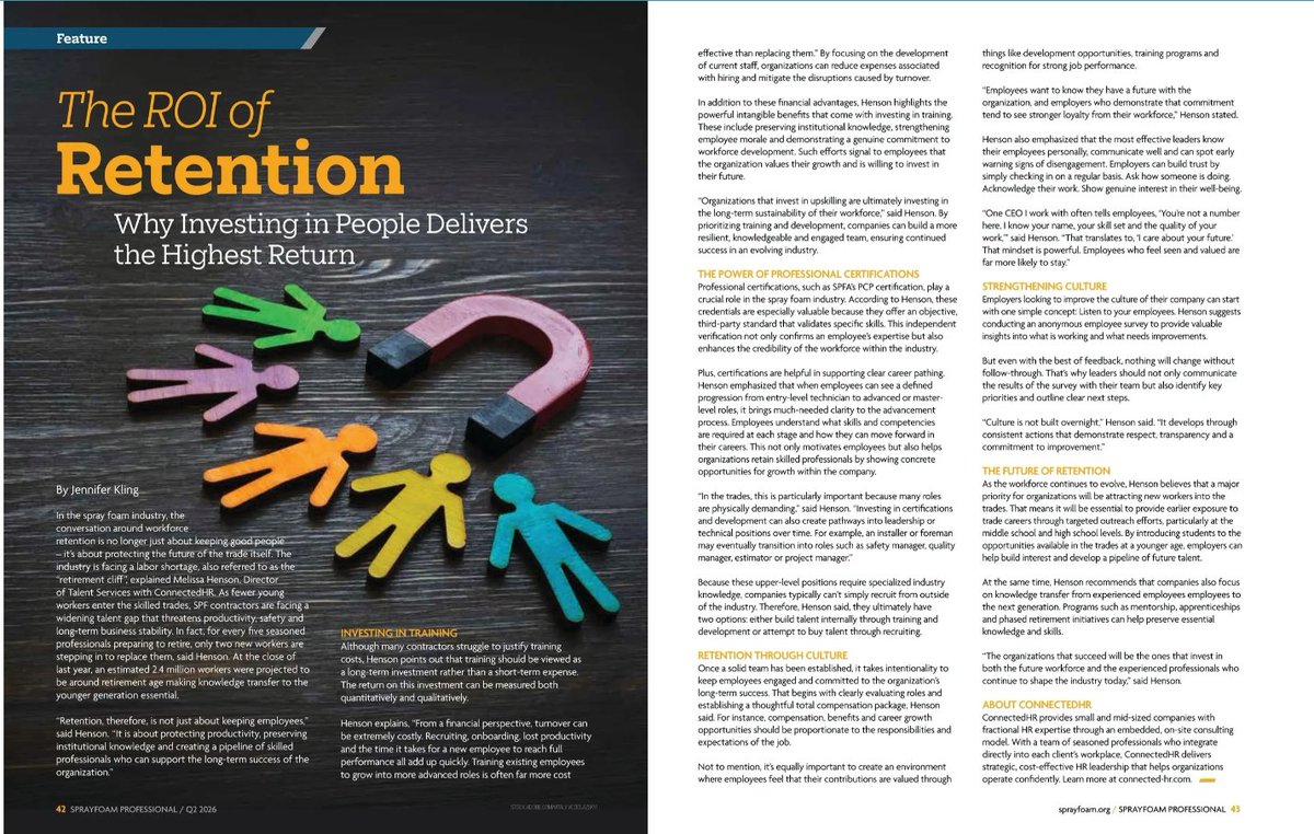TheSPFA's tweet photo. Skilled trades are facing a shifting workforce demographic; keeping your elite team members means investing in their professional growth. Learn more in the latest issue of SprayFoam Pro Magazine.  

🔗 https://t.co/DxMSemgWTZ https://t.co/ybx9XhvEJT