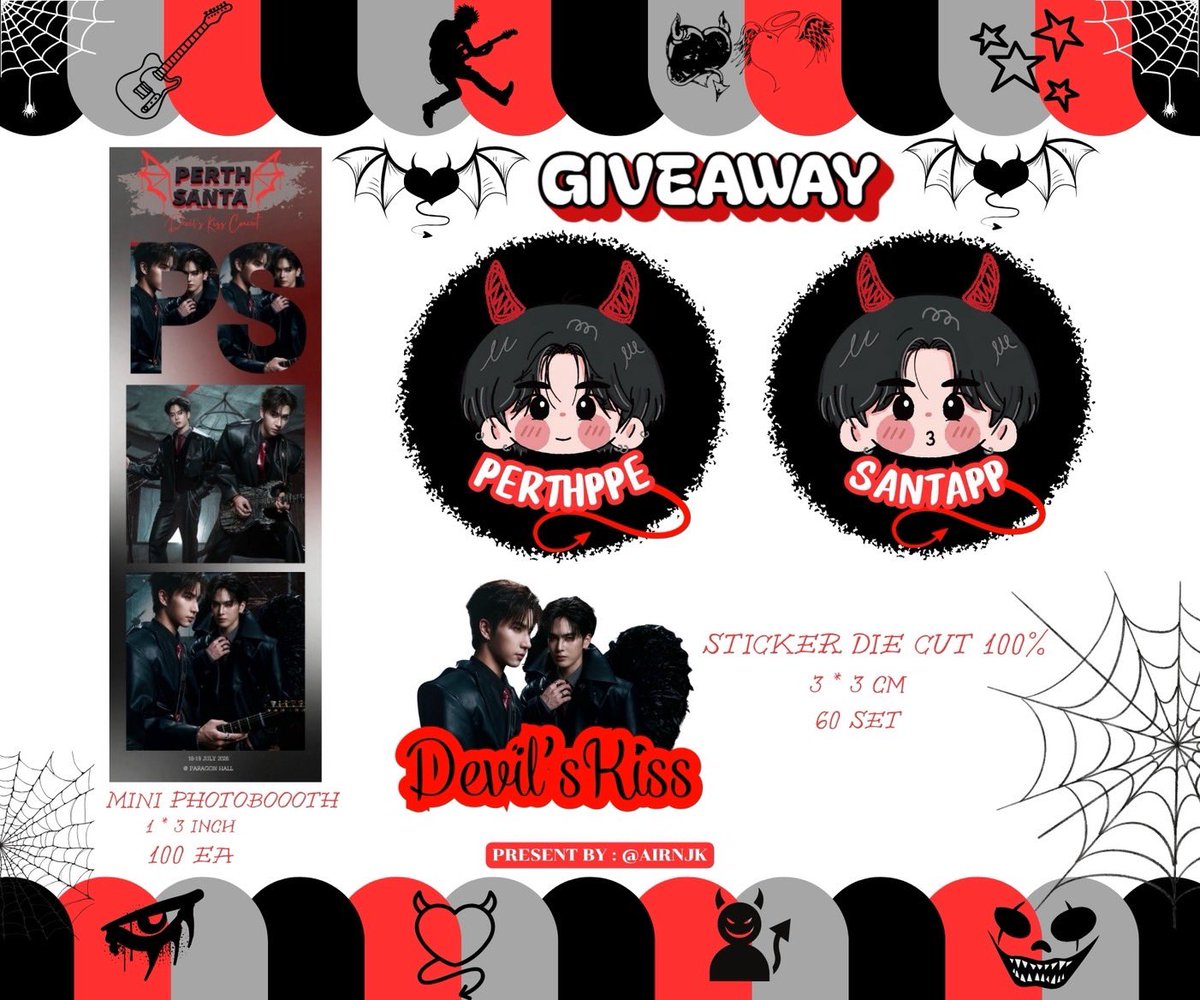 AirnJK's tweet photo. Giveaway for PERTHSANTA DEVIL’S KISS CONCERT🤍🖤

🗓️18 JULY 2026
📍PARAGON HALL
⏰TBA

#PerthSantaConcert 
#PerthSanta #เพิร์ธแซนต้า https://t.co/kAPfvnQ6NJ