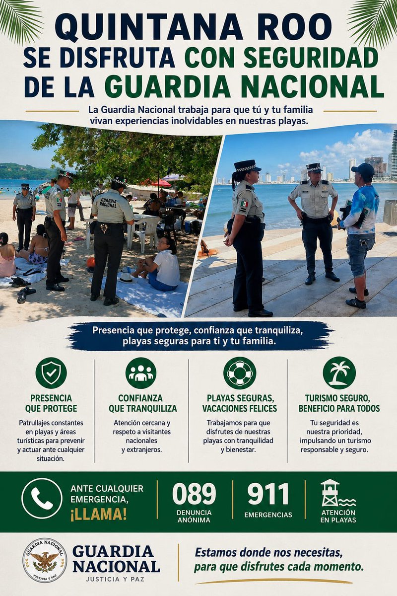 GNQRoo's tweet photo. QUINTANA ROO SE DISFRUTA ANTE LA PRESENCIA DE LA GUARDIA NACIONAL https://t.co/G3iAbD81kH