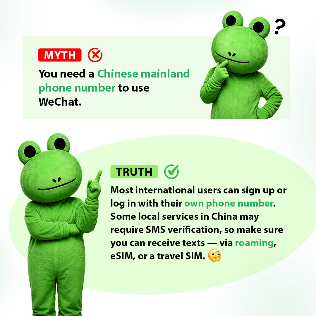 Weixin_WeChat's tweet photo. Traveling to China? 🧳
You can use WeChat with your international number. Just make sure you can receive SMS when needed.😆
#WeChat #Weixin #ChinaTravel #TravelTips https://t.co/oHEeuMIX2z