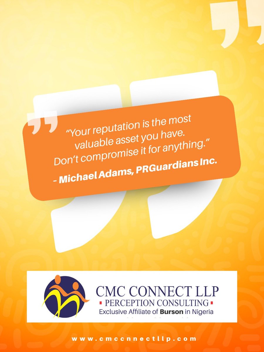 cmcconnect's tweet photo. Your reputation takes a lifetime to build, but only a second to lose. Guard it fiercely, build it intentionally, and never trade it for short-term gain.
#publicrelations #brandintegrity #reputationmanagement #cmcconnect https://t.co/Hf5p6SM4SW
