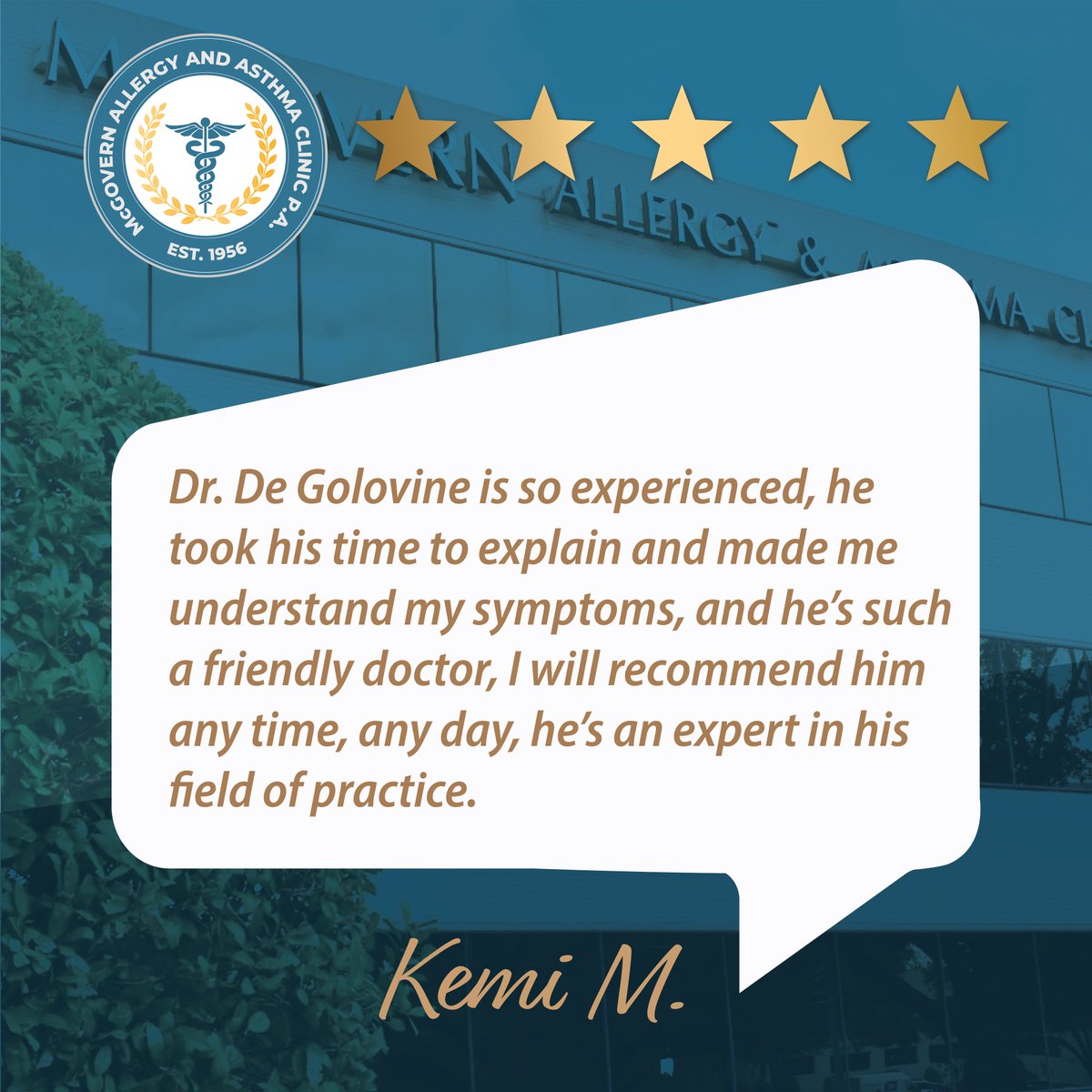 mcgovernallergy's tweet photo. Thank you for the great review, Kemi! Our Houston allergists are here to provide you with the best care.

 Contact us.
📱 713-661-1444
🌐 https://t.co/I4MLRhm4KJ

#McGovernAllergy #houstonallergists #houstondoctor #allergyspecialist #allergyseason #summerallergies #pollen https://t.co/IdujlFLd3o