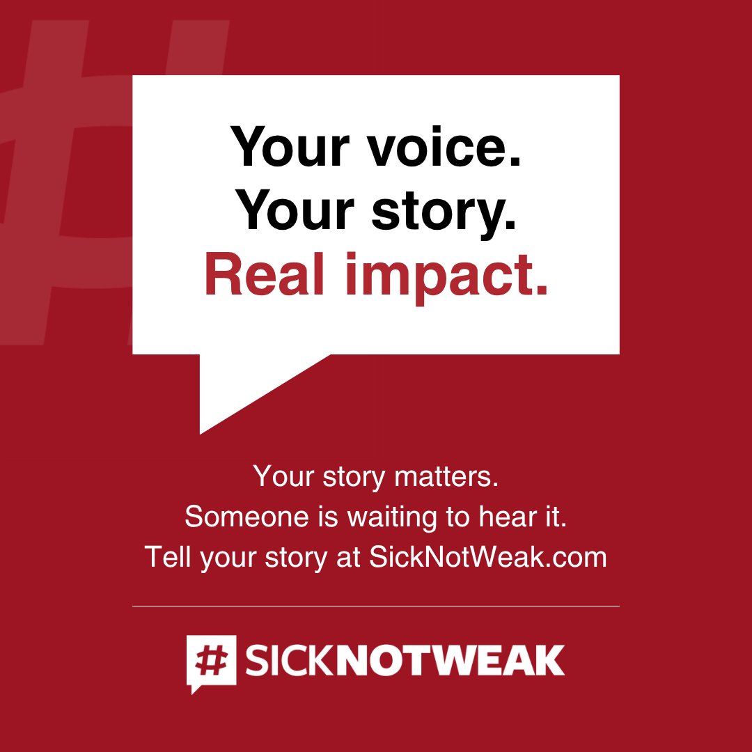 SickNotWeak's tweet photo. Real stories. Real people. Real hope. 💙
Mental illness doesn't define you, but your story could inspire someone who's struggling today.
If you'd like to share your journey with the #SickNotWeak community, we'd love to hear from you.
📝 https://t.co/RNKMS68ZoB
#EndTheStigma https://t.co/T0DJHZGeMR