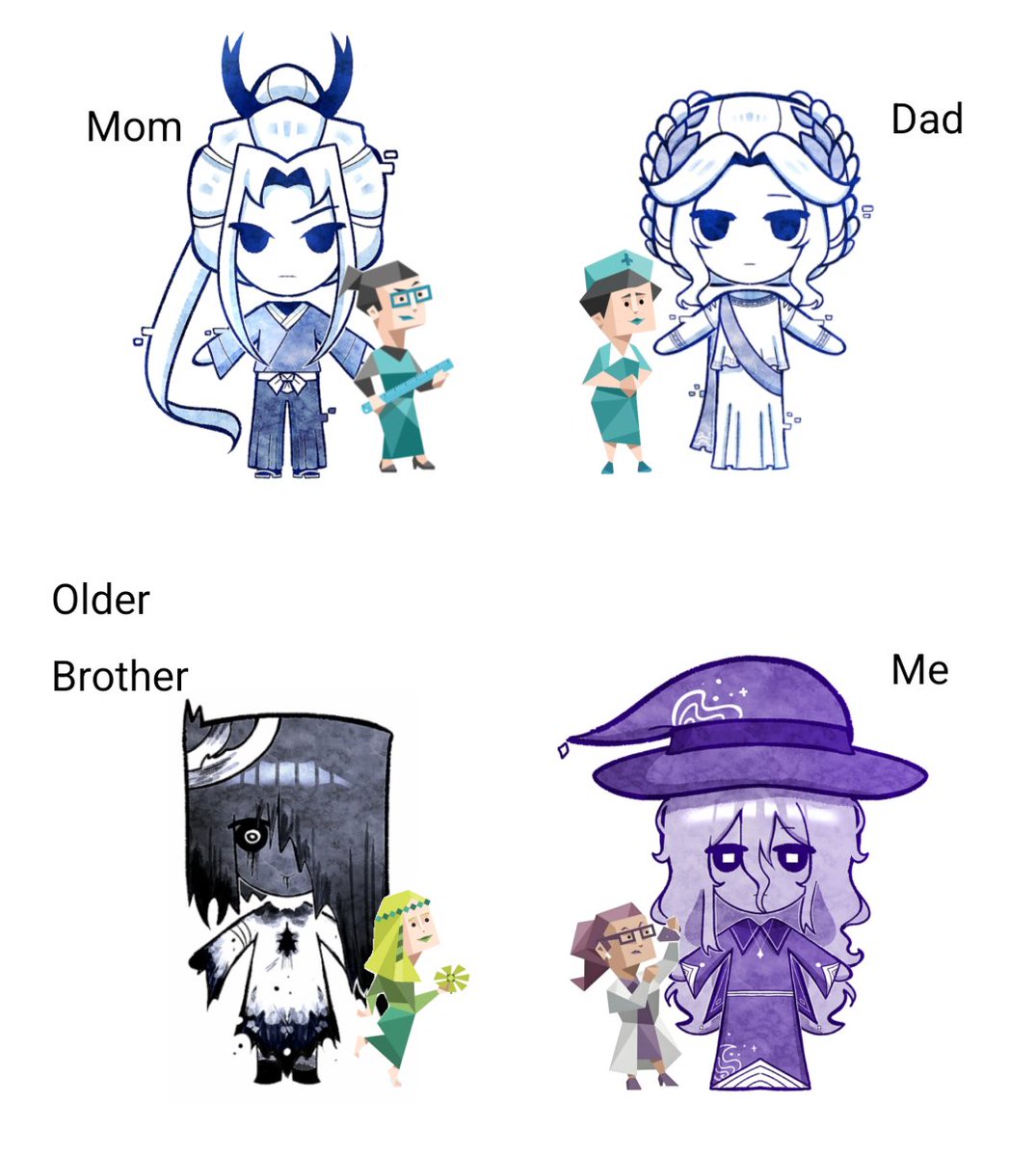 nelli_071's tweet photo. Guys rate my family dynamic if you dont know enneagram and/or mbti type based on the chibis #typology https://t.co/VIeD0WLGBU