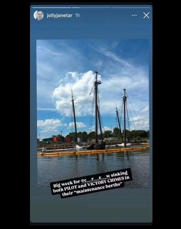 SteveRob's tweet photo. A great metaphor for Mamdani's NYC: The Victory Chimes schooner sank over Independence Day weekend.

Victory Chimes was a 126-year-old three-masted ship that became a Maine icon (featured on the state quarter). 

It was sold to some New Yorkers to become a restaurant in 2023. https://t.co/H02ENqlgk5