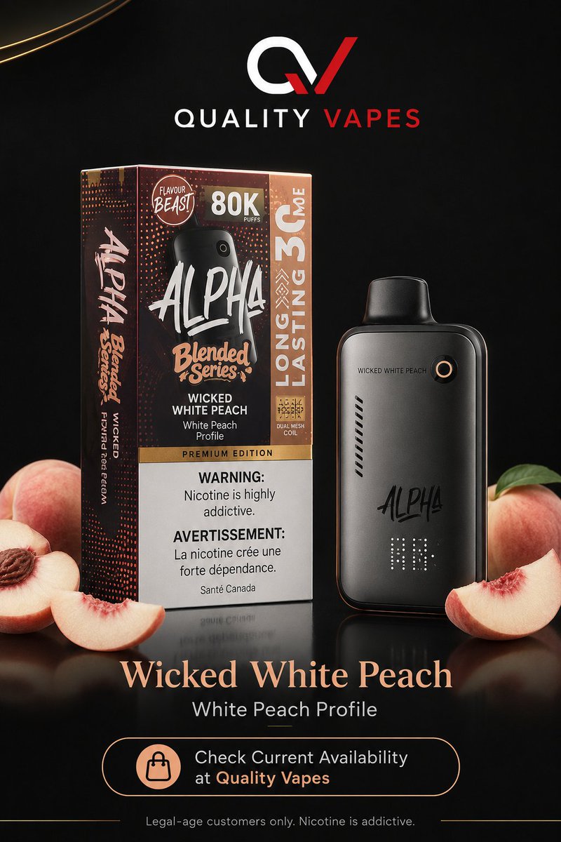 quality_vapes's tweet photo. Wicked White Peach from the Flavour Beast Alpha 30mL Disposable lineup brings a smooth peach-forward profile with bright white peach notes.
Check current availability at Quality Vapes:
https://t.co/vSdXyJT0i5
Legal-age customers only. Nicotine is addictive.
#WickedWhitePeach https://t.co/YtFeNpgCEx