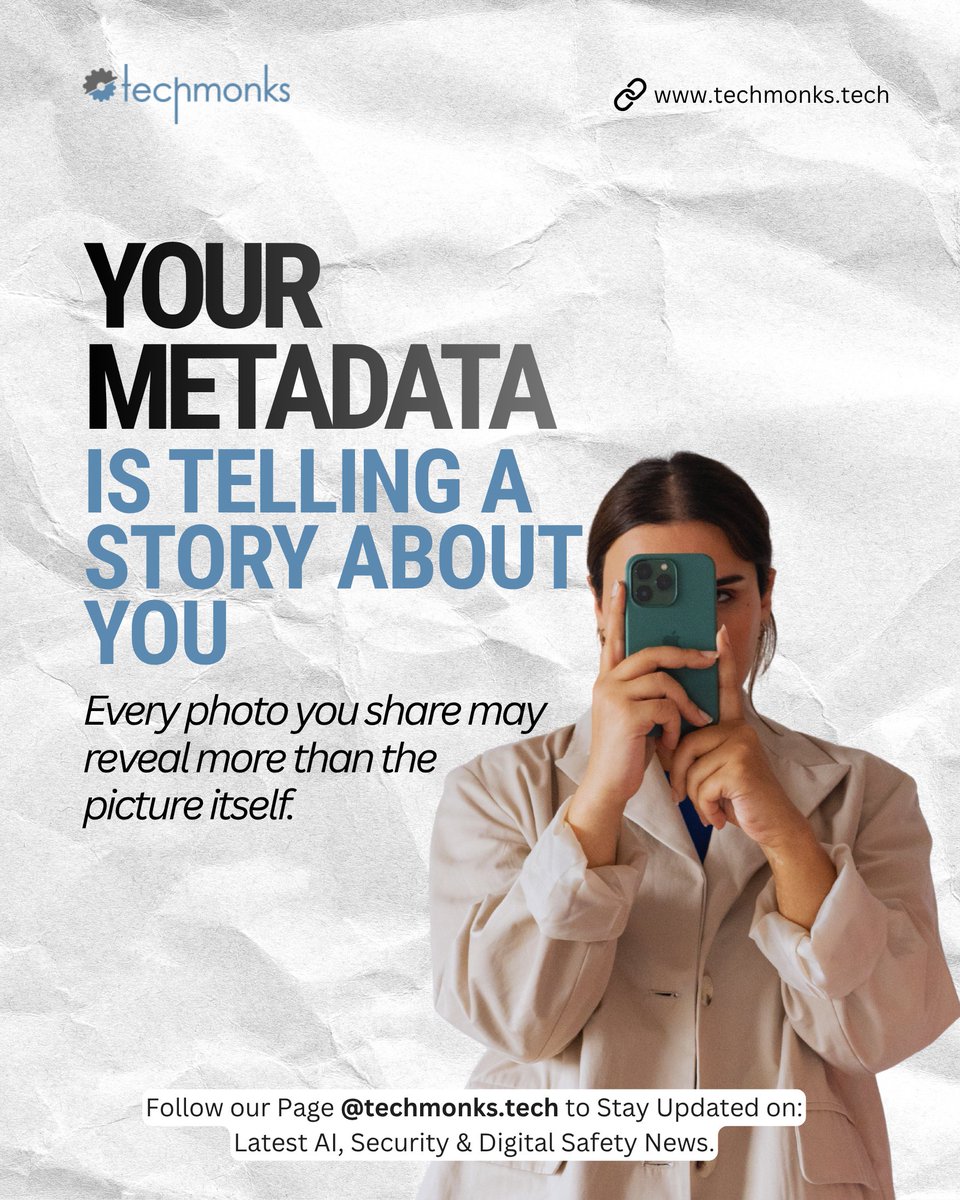 techmonks_tech's tweet photo. A photo isn't just an image.

It often contains metadata—hidden information such as the date it was taken, the device used &amp; even the GPS location where it was captured.

Review your camera's location settings or remove metadata using your device's privacy options.

#Tech #Tips https://t.co/DC5lLCOeOL