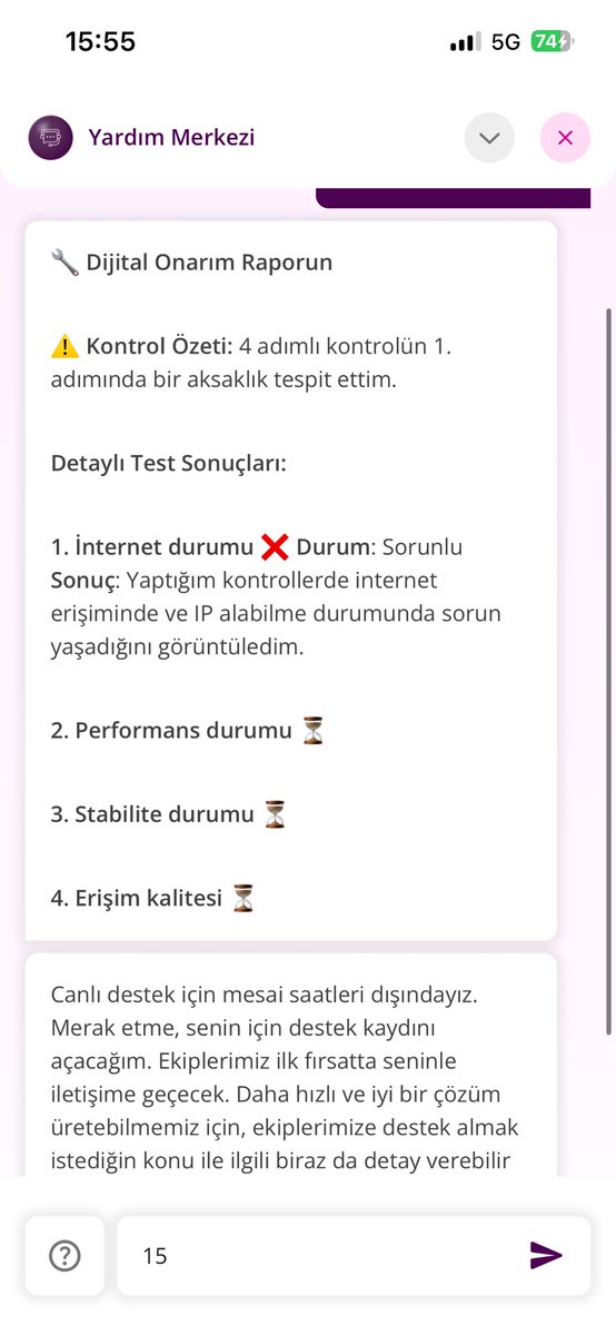 irmys's tweet photo. Saat 15:55 mesai saati dışındayız mı ? @Turknet @TurkNetDestek 
Firmanız sürekli kesilen !sözde! internet hizmetiniz ile gerçekten ne  işe yarayıp da bir de para kazanıyorsunuz anlamıyorum. Her X e girdiğimde şikayet görüyorum. Hiç mi gelişmeye düzeltmeye niyetiniz yok ! https://t.co/4tgEOa5AHs