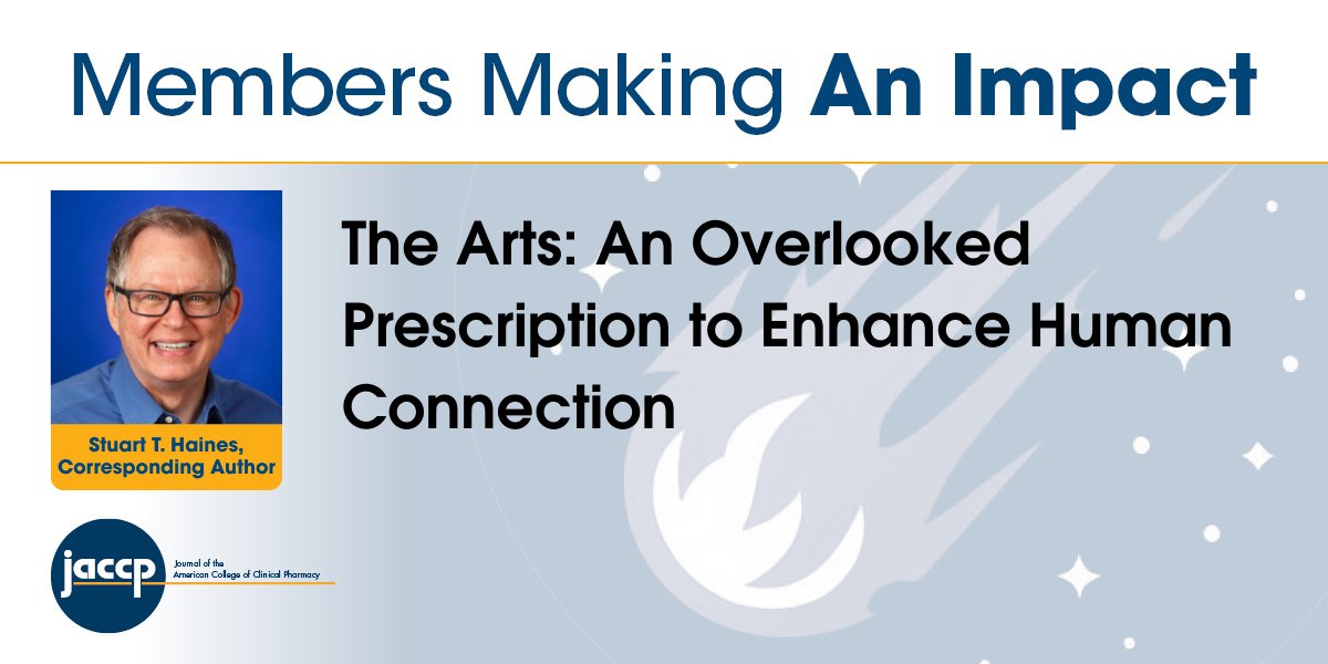ACCP's tweet photo. Congratulations to ACCP member Stuart T. Haines on the recent publication of his article in JACCP! Access the abstract and/or article here: https://t.co/qLV4kAjYI8

#MakingAnImpact #ACCP @JACCPJournal https://t.co/BOVRGswhDz