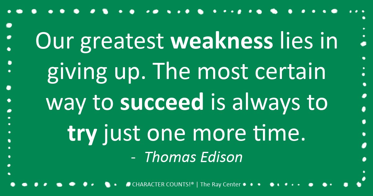 CHARACTERCOUNTS's tweet photo. Show up. Do the work. Give your best effort every time.
#CHARACTERCOUNTS #Responsibilty https://t.co/ny9jSrQfO9