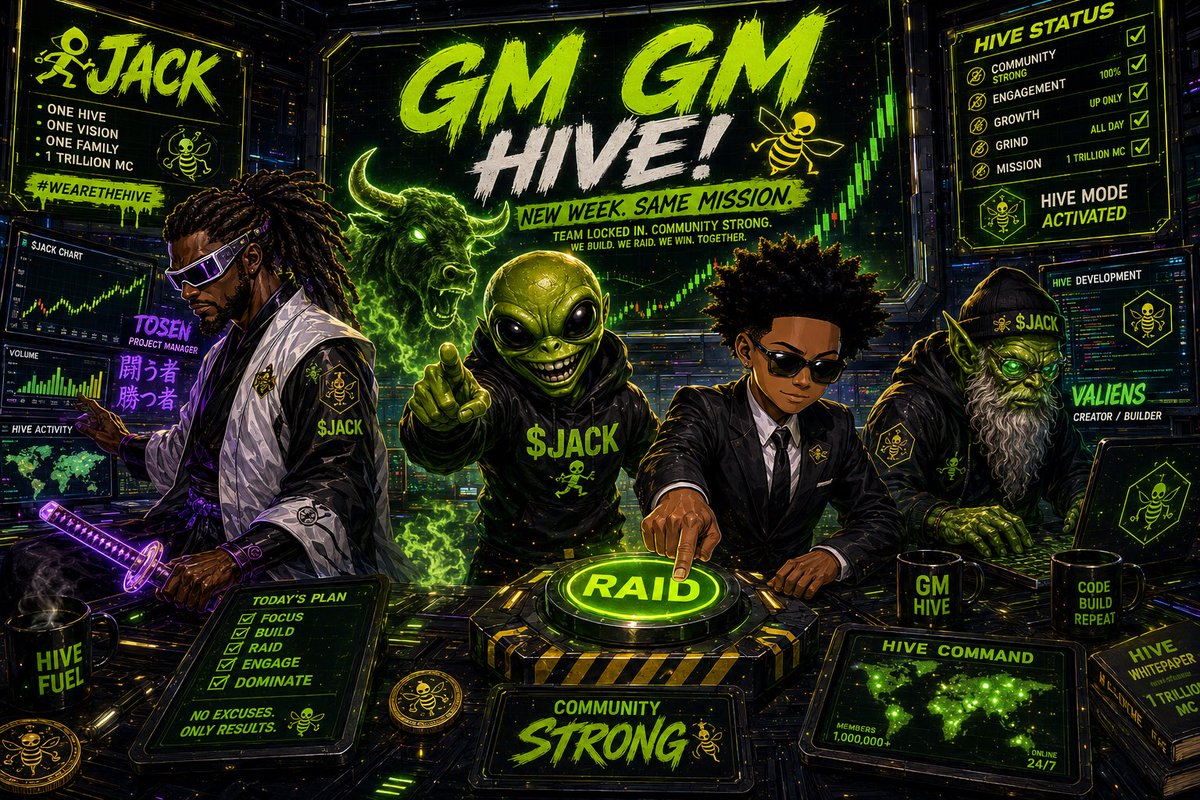CryptMiilade's tweet photo. GM GM, $JACK Hive! 👽🐝
A new week. The same mission.
We’re not here to watch,we’re here to build, raid, engage, and dominate. 🚀
Every holder, every raid, every new member strengthens the Hive. While others hesitate, we stay locked in and keep pushing the vision forward.
Website; https://t.co/SWrchOtDQG
Ca: jfvidfmUWehZoPq76peha36u3KANQMYDnLudBNSpump
TG: https://t.co/krbYOencxi