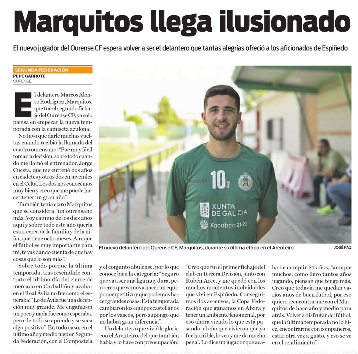 Ourense_CF's tweet photo. 🗞️ Marquitos llega ilusionado al Ourense CF https://t.co/Eb7artp4f5 vía @laregion https://t.co/D6M0GL5sZN